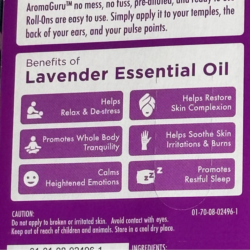NEW AROMA GURU 2 - Roll On Tea Tree Oil & Lavender Essential Oil